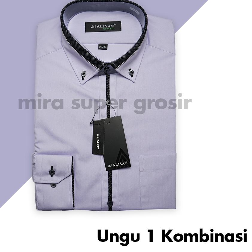 Ready Stock,, ALISAN KEMEJA FORMAL KANTOR PRIA LENGAN PANJANG SLIMFIT KOMBINASI WARNA PUTIH HITAM CO