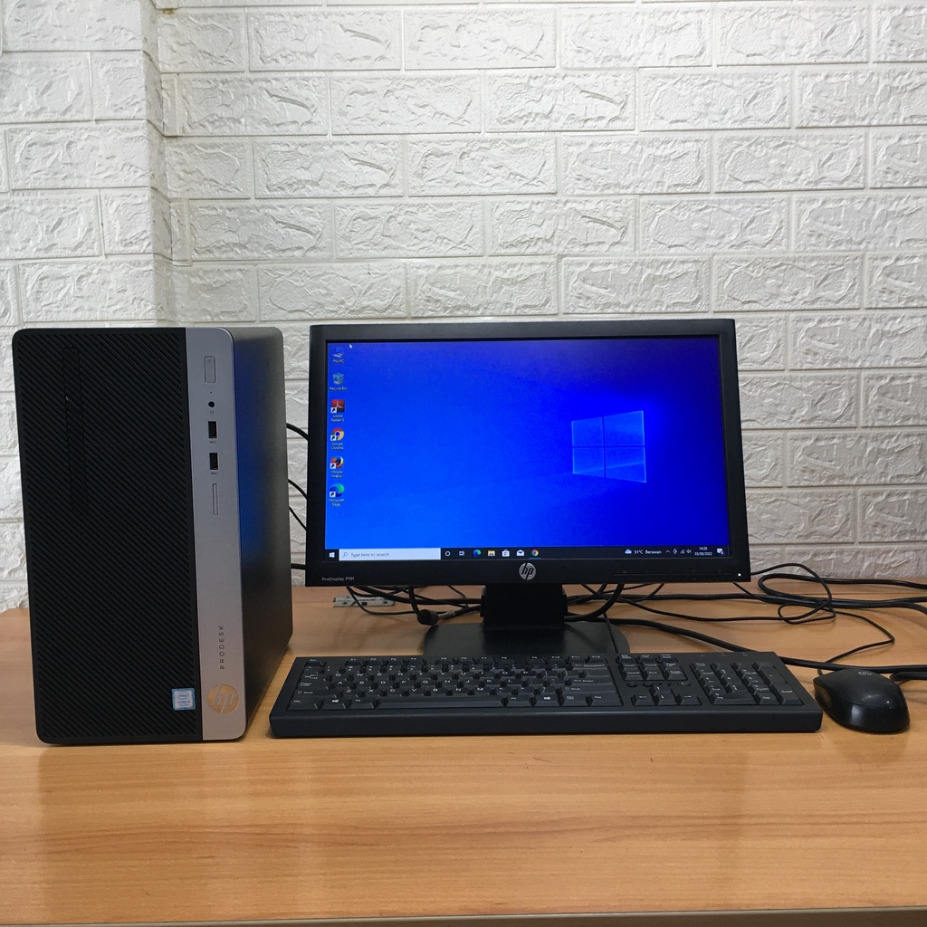 Fullset Komputer HP ProDesk 400 G4 MT Intel Core i3 Gen 7 Siap Pakai