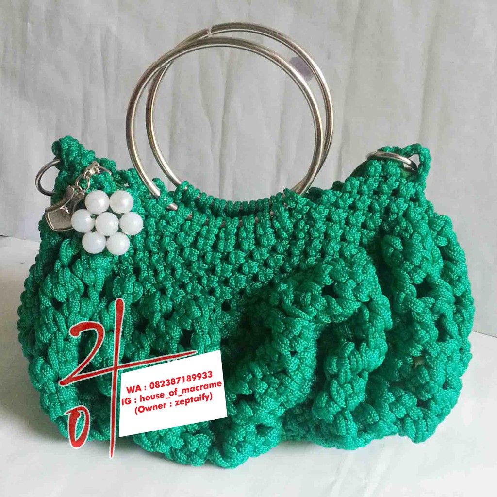 Tas Tali Kur Motif Josephine Warna Hijau tosca