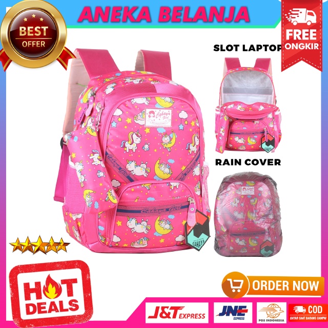 Tas Anak Sd Tas Ransel Perempuan Karakter Unicorn Strip Tas Pink Unicorn Anak Tas Sekolah