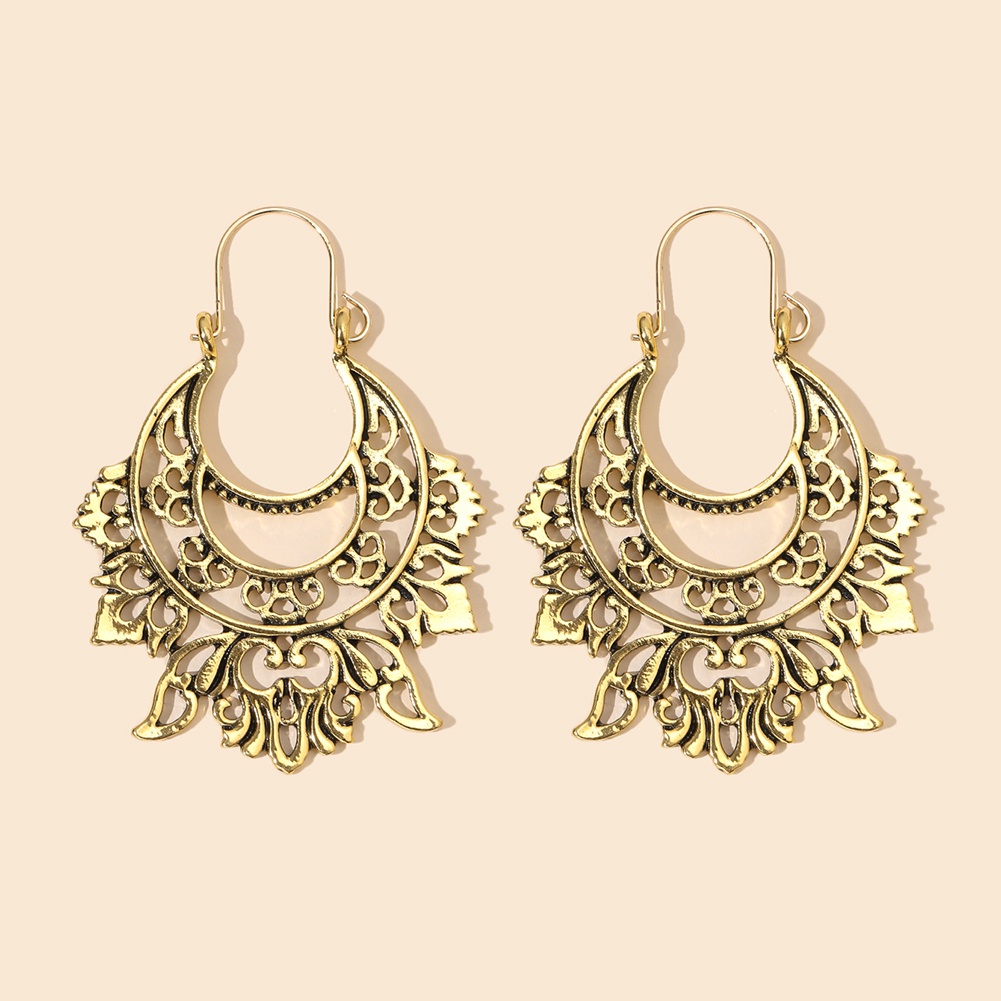 Hu Hu Hu Hu Hu Alat Bantu Pasang Kacamata♡ Anting Tusuk Gantung Wanita Desain Setengah Lingkaranukiran Hollow Gaya Vintage Untuk Hadiah