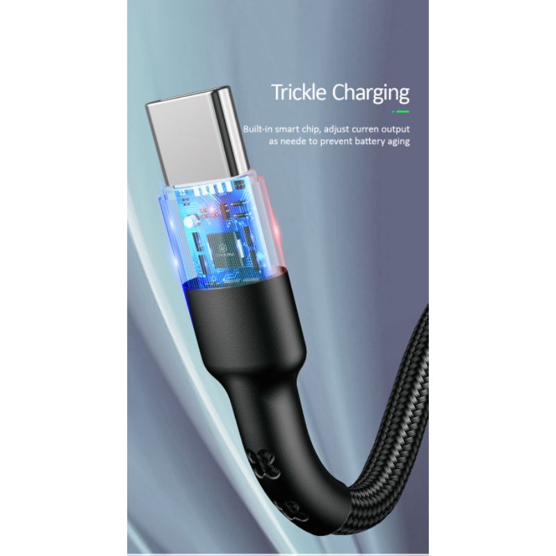 USAMS U26 KABEL DATA TYPE-C FAST CHARGE 3A &amp; LED INDIKATOR