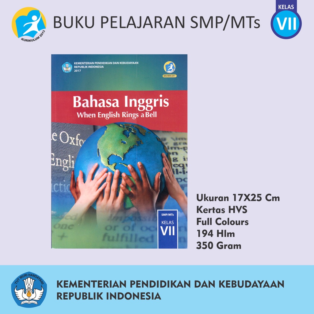 Buku Pendidikan Tingkat SMP MTs Kelas VII Matematika Bahasa Inggris Indonesia Penjaskes Seni Budaya IPA IPS Prakarya-VII B INGGRIS