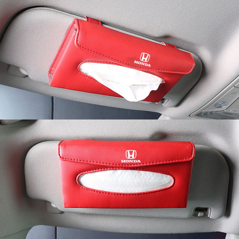 (G-CLUB) Kotak Tisu Bahan Kulit Untuk Sun Visor Mobil Honda Beat Brio Jazz Civic FC FD HRV Accord CRV