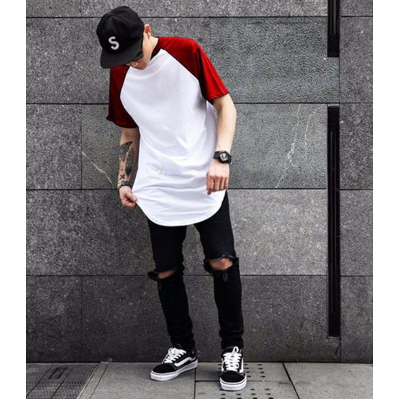 kaos raglan longline