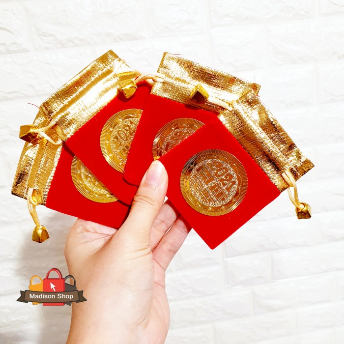 Kantong Kain Beludru Angpao Kain Imlek Murah Kantong Perhiasan Merah Harga Grosir Termurah