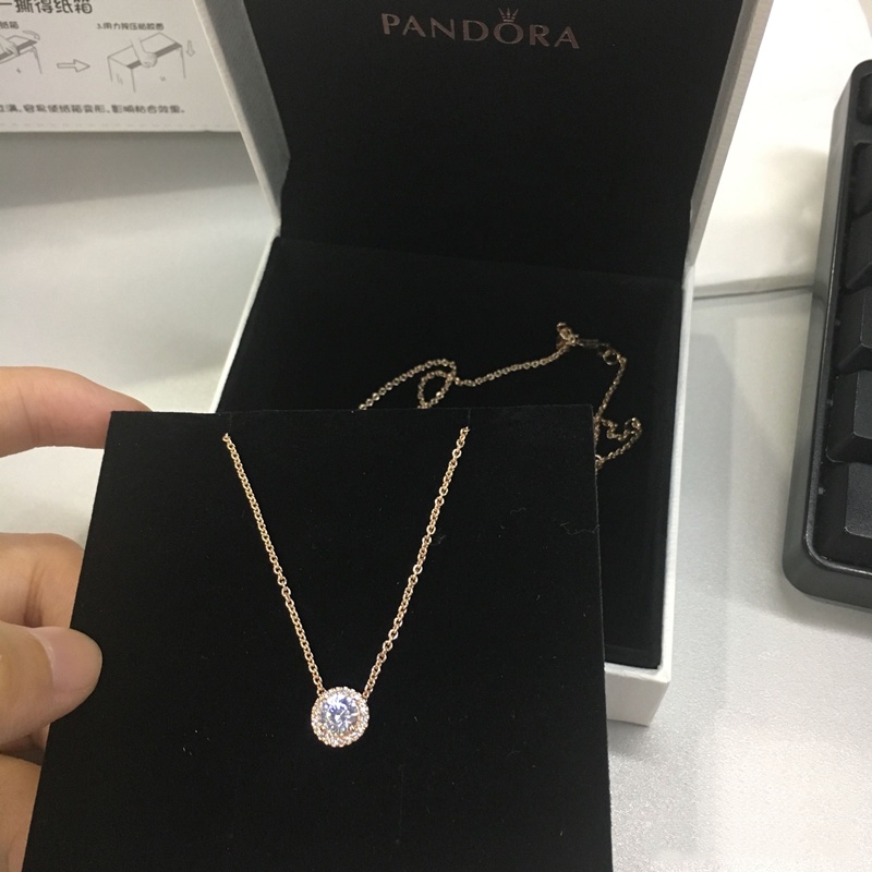 Pandora Kalung 925 Silver Cubic Zirconia Dengan Liontin Berlian Untuk Wanita