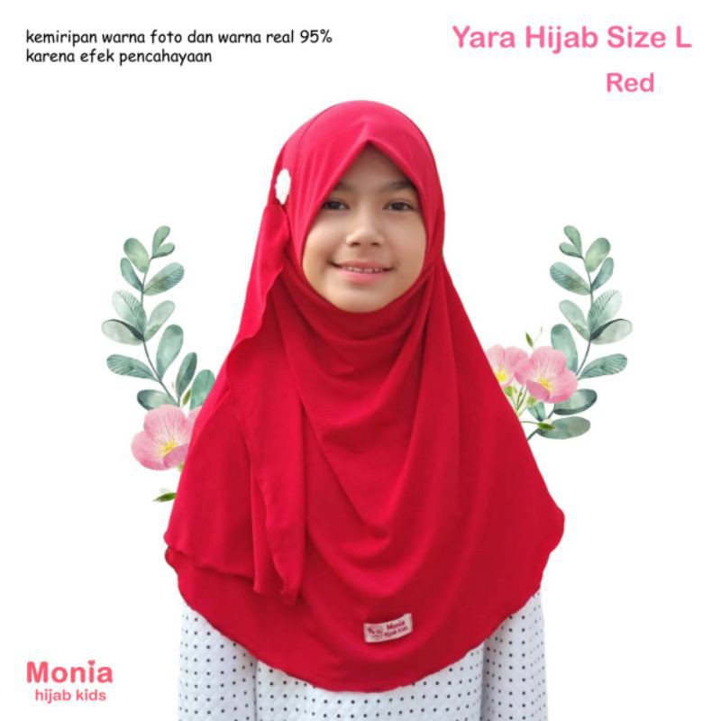 Yara Hijab by Monia Hijab Kids Red MLXL | Hijab Terlaris