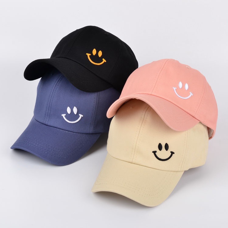 Topi Baseball Bordir Gaya Korea Pria Wanita Model Smile Senyum Distro