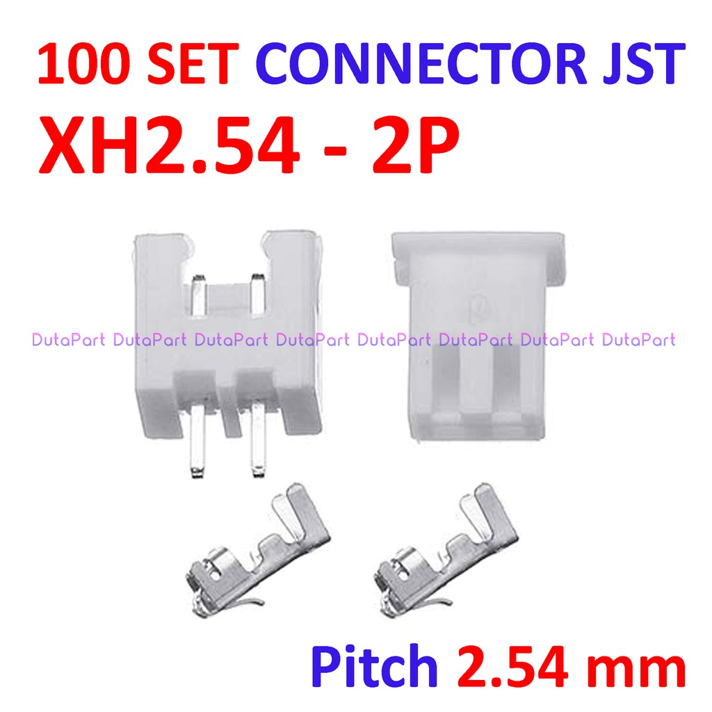 100 SET Connector JST XH2.54 - 2P - Male Female Pin Kaki Lurus 2.54mm Molex