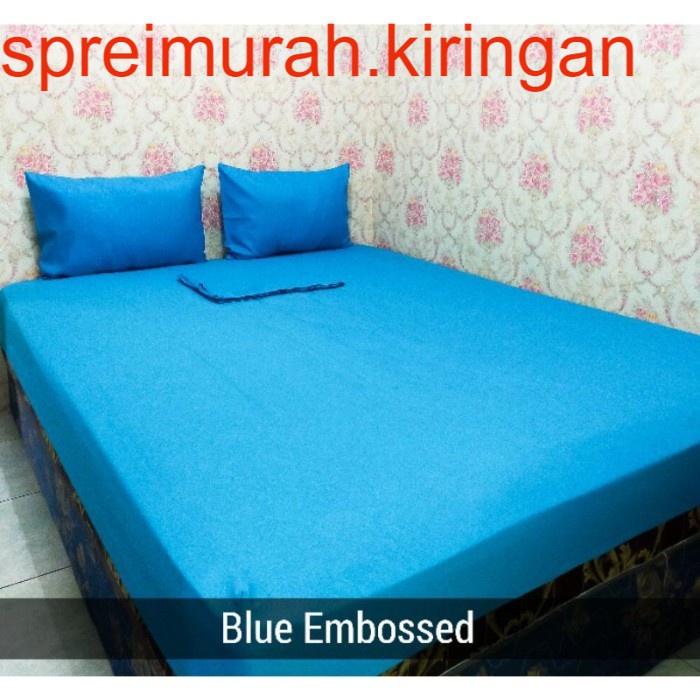 SPREI POLOS EMBOS SPREI MOTIF SPREI HOMEMADE MURAH UKURAN 180x200 COD - Biru Muda, 120x200
