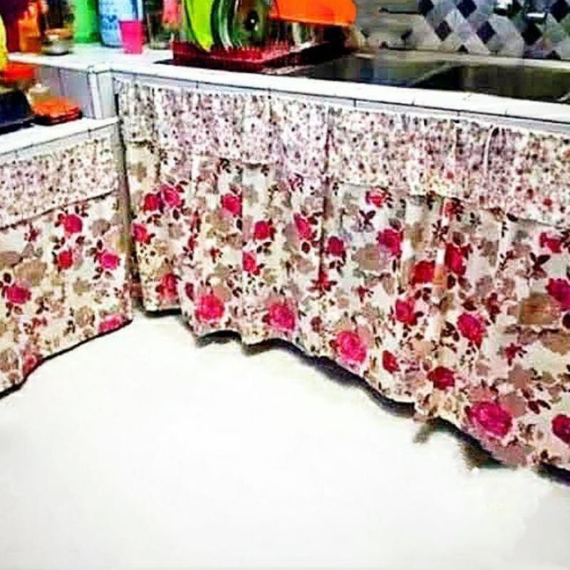 Gorden Kolong Dapur Shabby Cream 70*100 Cm