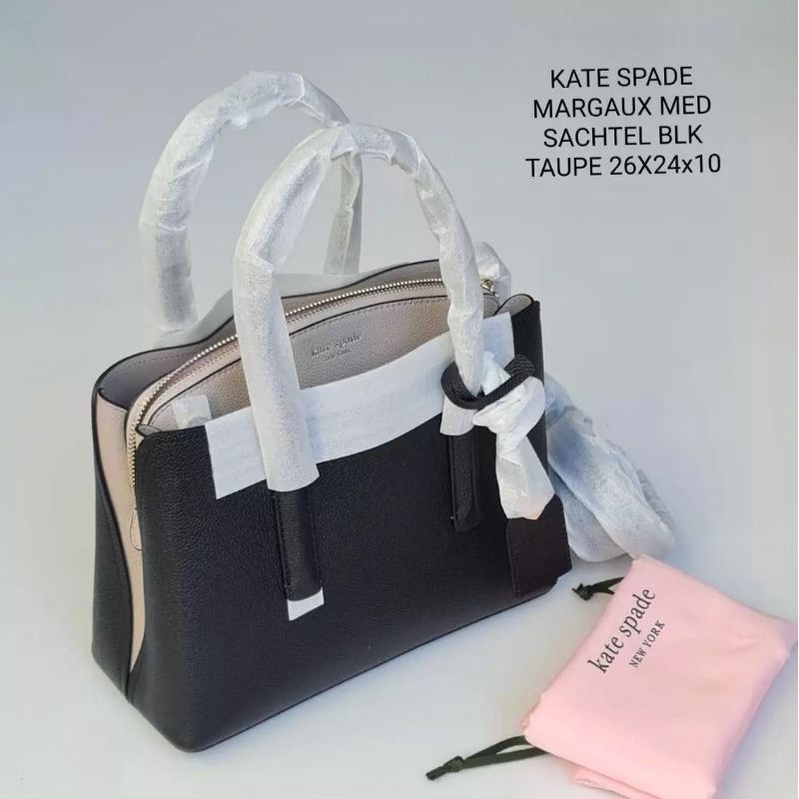 ORIGINAL KATE SPADE KS MARGAUX MEDIUM SATCHEL BLACK WARM TAUPE