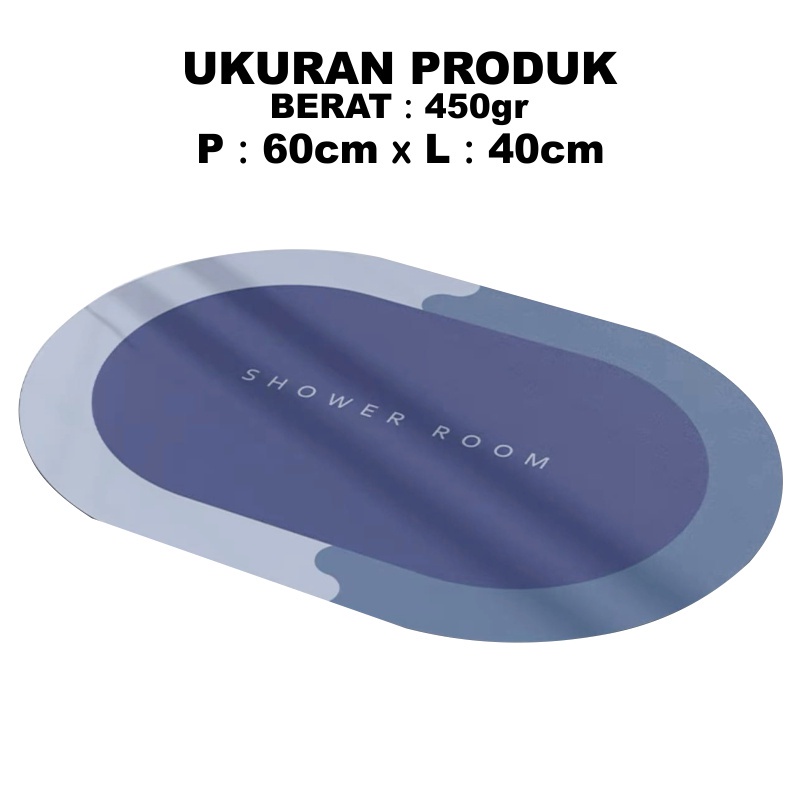 Keset Kamar Mandi Keset Kaki Nyerap Air Diatomite Bundar Lembut Anti Slip Keset Kaki Anti Bau Anti Bakteri GZN Tebal 2.8 Worldhome66