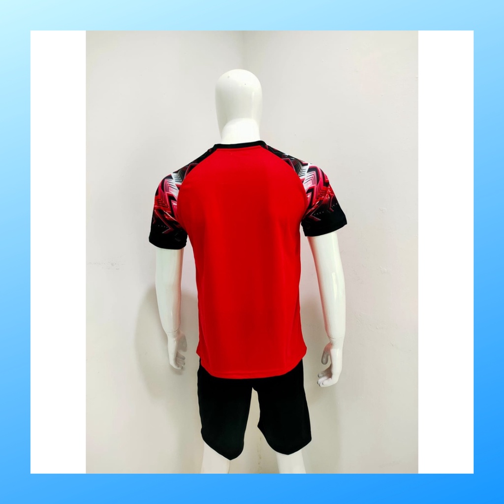 Kaos bulutangkis pria baju badminton dan celana jersey setelan wanita dewasa t-shirt outfit seragam jarsey kostum olahraga pakaian apparel sport jersy bulu tangkis casual jersi sudirman thomas uber cup print custom suit L158 merah polos