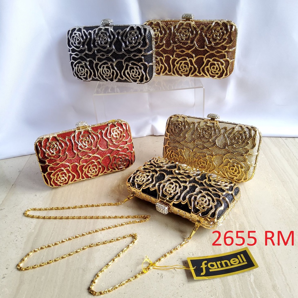 Tas Pesta Farnell Wanita Kristal Permata Berlian Clutch Kondangan Diamond Farnell Mewah 2624/2655