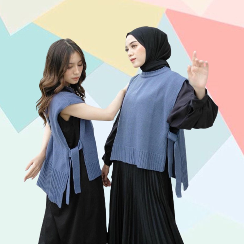 MN Vest Rompi Rajut Wanita Tali COD Outer Knit Premium Panjang dan Murah