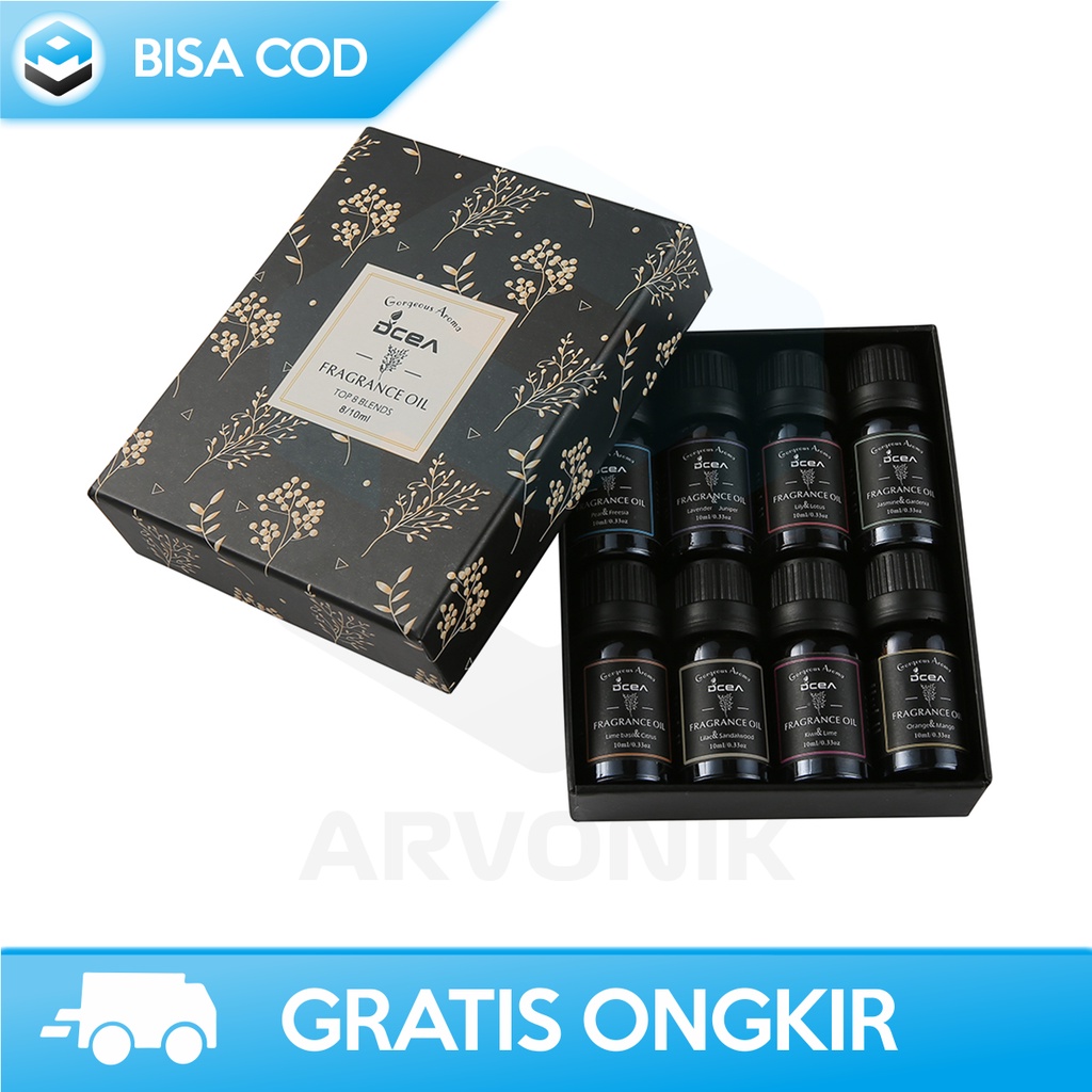 MINYAK HUMIDIFIER ESSENTIAL OIL AROMATHERAPY TAFFWARE 8 IN 1 x 10 ML