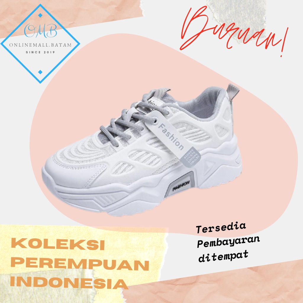 Sepatu Sneakers Wanita Casual Import Fashion Sport Shoes Original Pink Abu Hijau Onlinemall 202-2