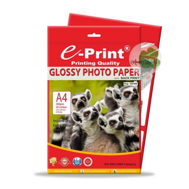 E-print glossy back print 260gsm/20sh photo paper kertas foto promo murah