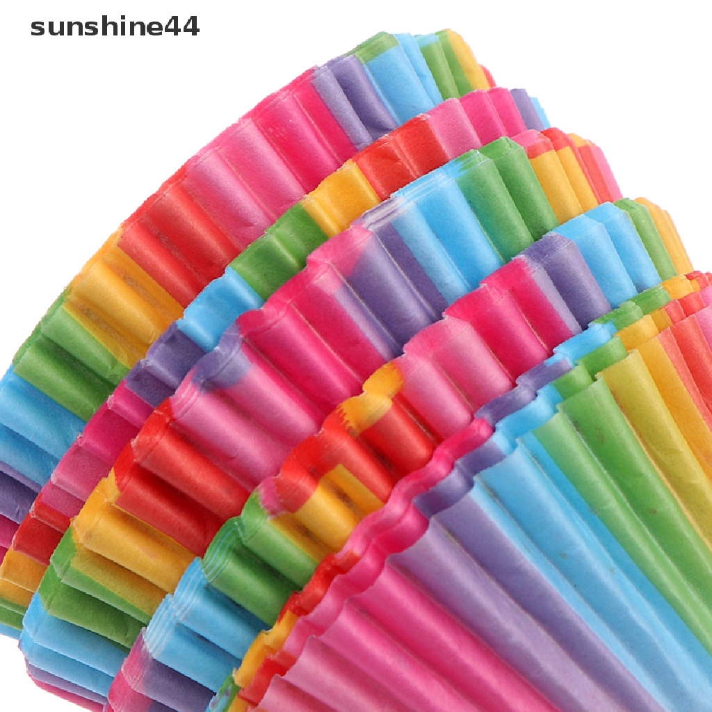 Sunshine 100pcs Kertas Cetakan Cupcake Warna Hujan