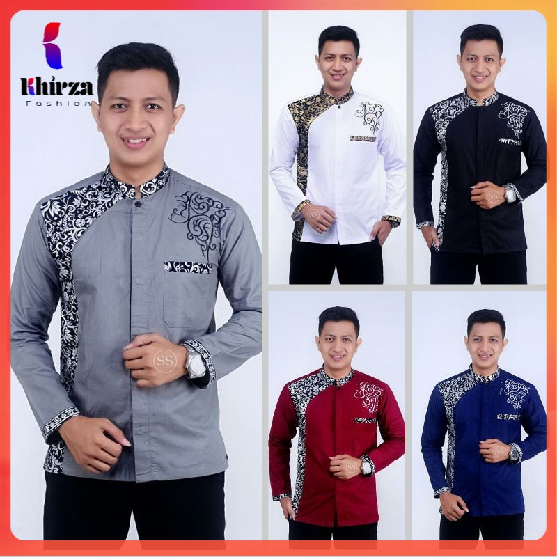 Koko Batik Fashion Muslim Kombinasi  M/L/XL Dewasa indanah74 KOKO KURTA DAN KOKO HADROH  - by BATIK PITTO