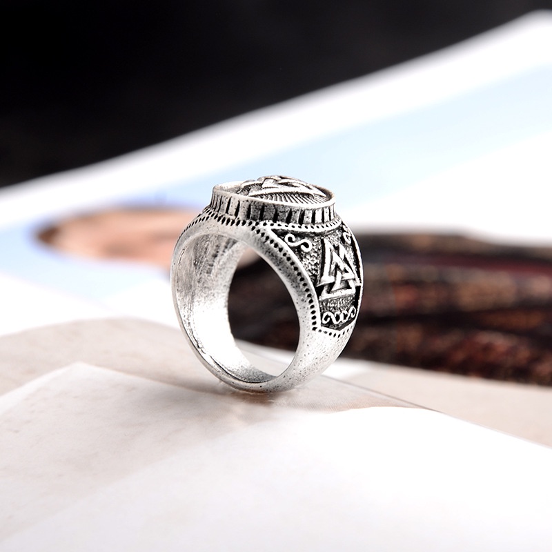 Nordic mitologi Viking vintage aoding logo ornamen pria cincin hipster kreatif sederhana aksesoris c