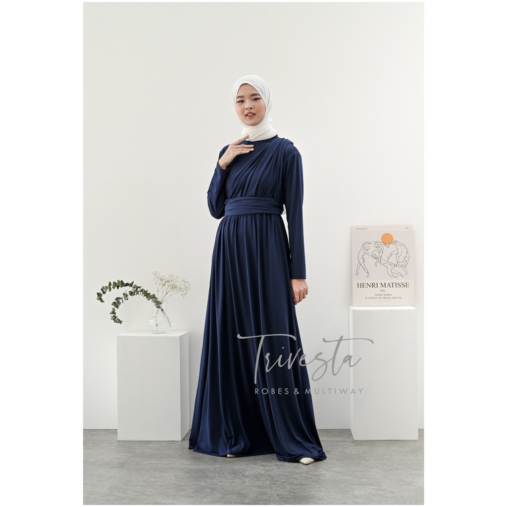 MAXI BERHIJAB  | NAVY  | MULTIWAY INFINITY CONVERTIBLE DRESS | FREE  MANSET&amp; SPECIAL LONG SCRAFT