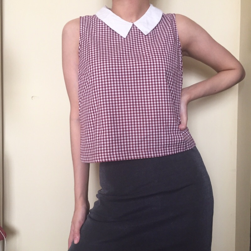 Colorbox izzie crop top, baju wanita, pakaian wanita, atasan wanita, kemeja wanita, kotak kotak baju