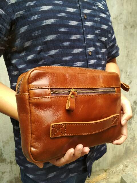 KOING CLUTCH TAS TANGAN PRIA KULIT ASLI FREE UKIR NAMA