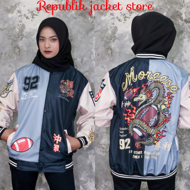 jacket naga/Varsity Jacket Jaket Racing M&amp;M Premium Pria Wanita