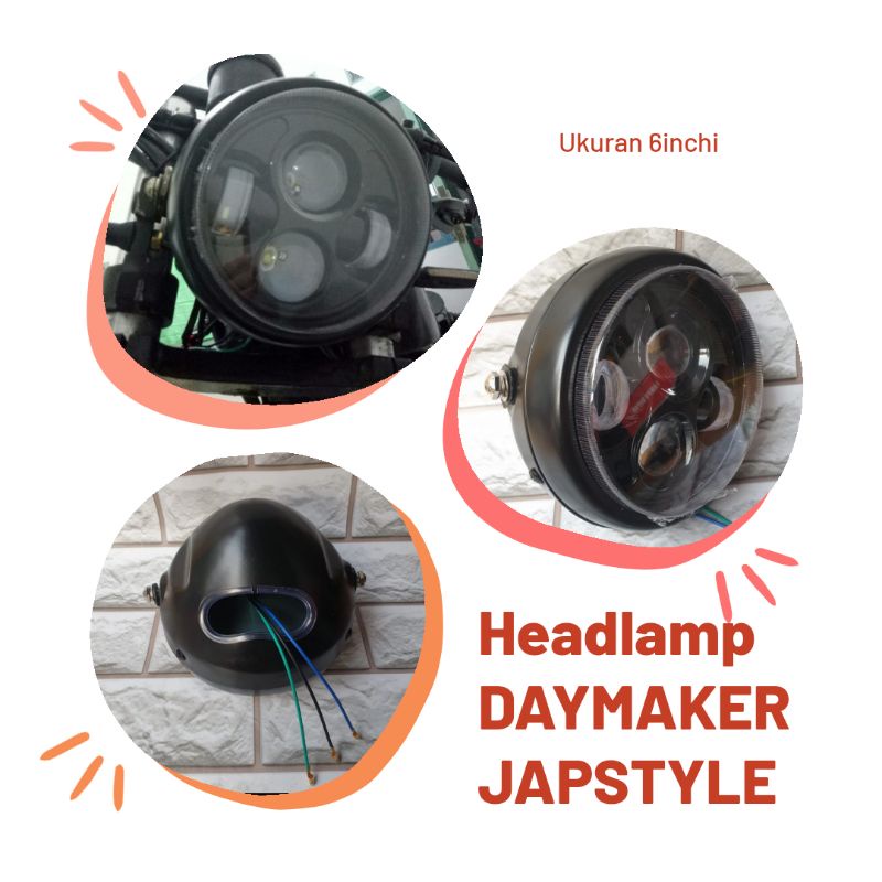 Headlamp daymaker lampu depan japstyle lampu depan reflektor led cb motor clssic rx king vixion