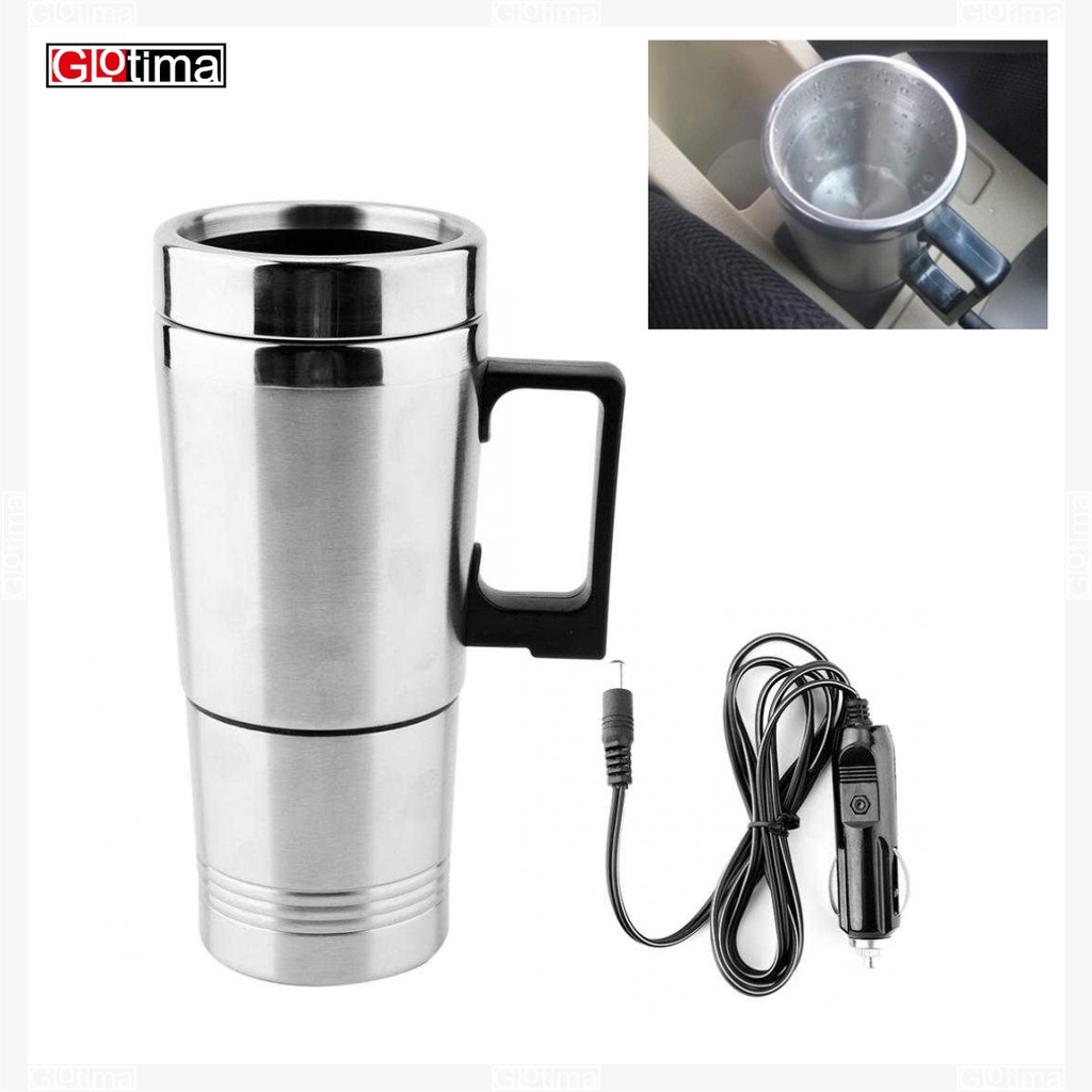 Mug Gelas Pemanas Air Mobil Portable Insulasi Kettle Stainless 12V