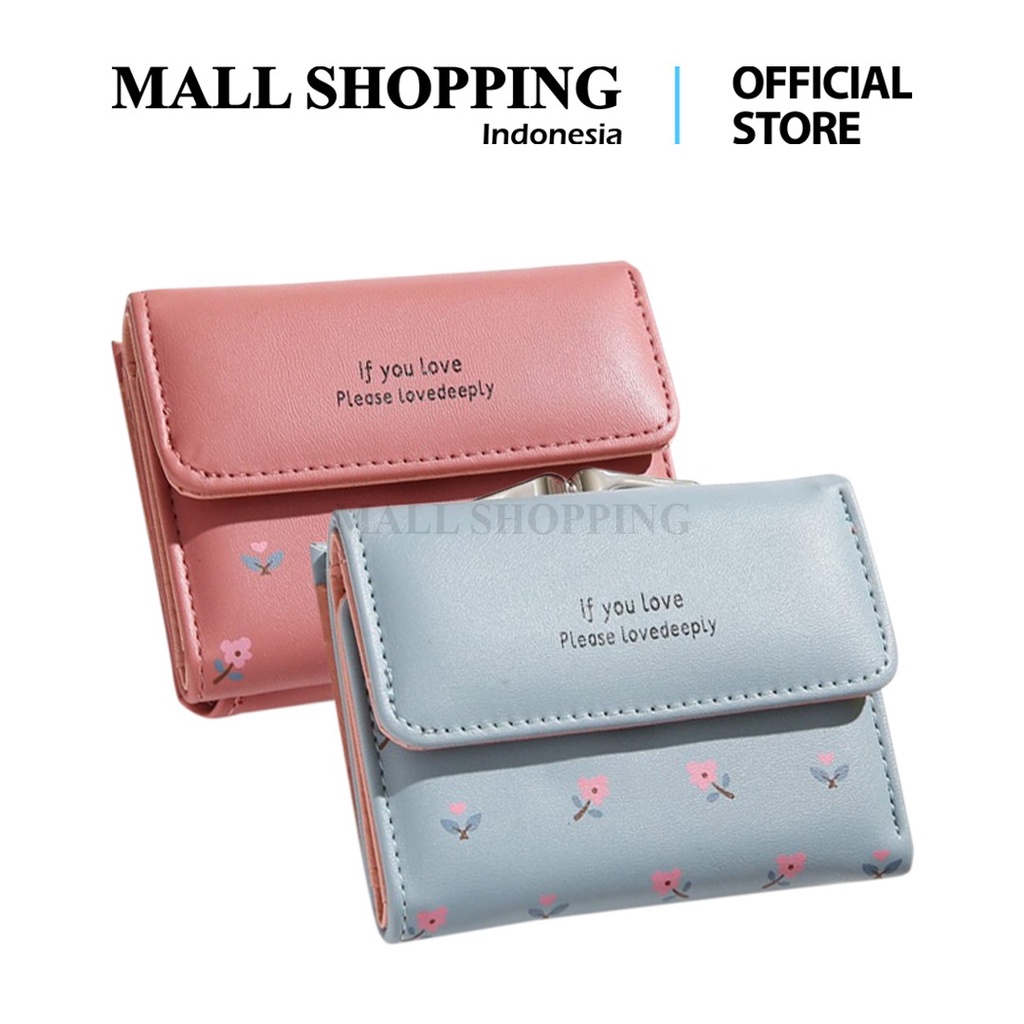 (COD) Dompet Lipat Mini Wanita Motif Flower Cute Fashion Korean MALL SHOPPING