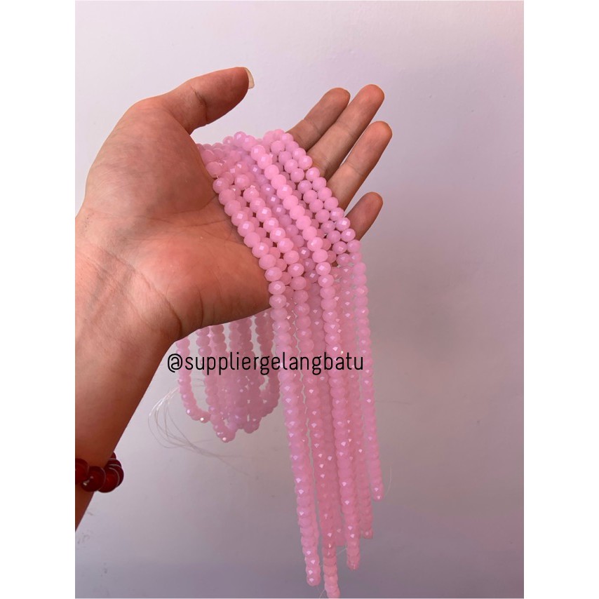 Crystal Ceko 8mm PINK DOFF bening beads manik donat bahan AKSESORIS