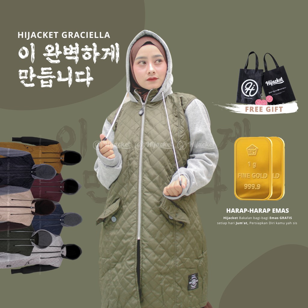 ✅Beli 1 Bundling 4✅ Hijacket GRACIELLA Original Jacket Hijaber Jaket Wanita Muslimah Azmi Hijab