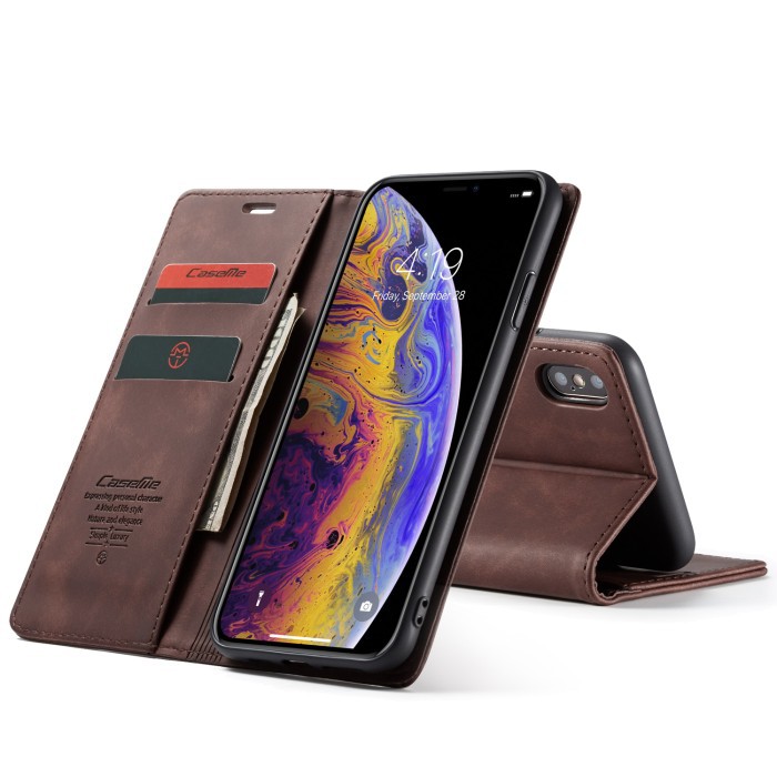 IPHONE XS MAX LEATHER FLIP WALLET CASE DOMPET MAGNETIC COVER