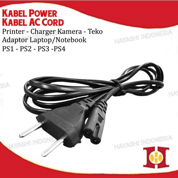 Kabel AC Cord Angka 8 220V Adaptor Power Supply Colokan Listrik 2 Pin