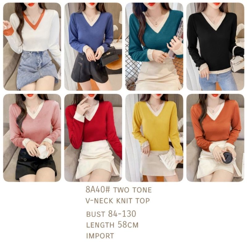 TWO TONE KNIT RAJUT IMPORT KODE8A40