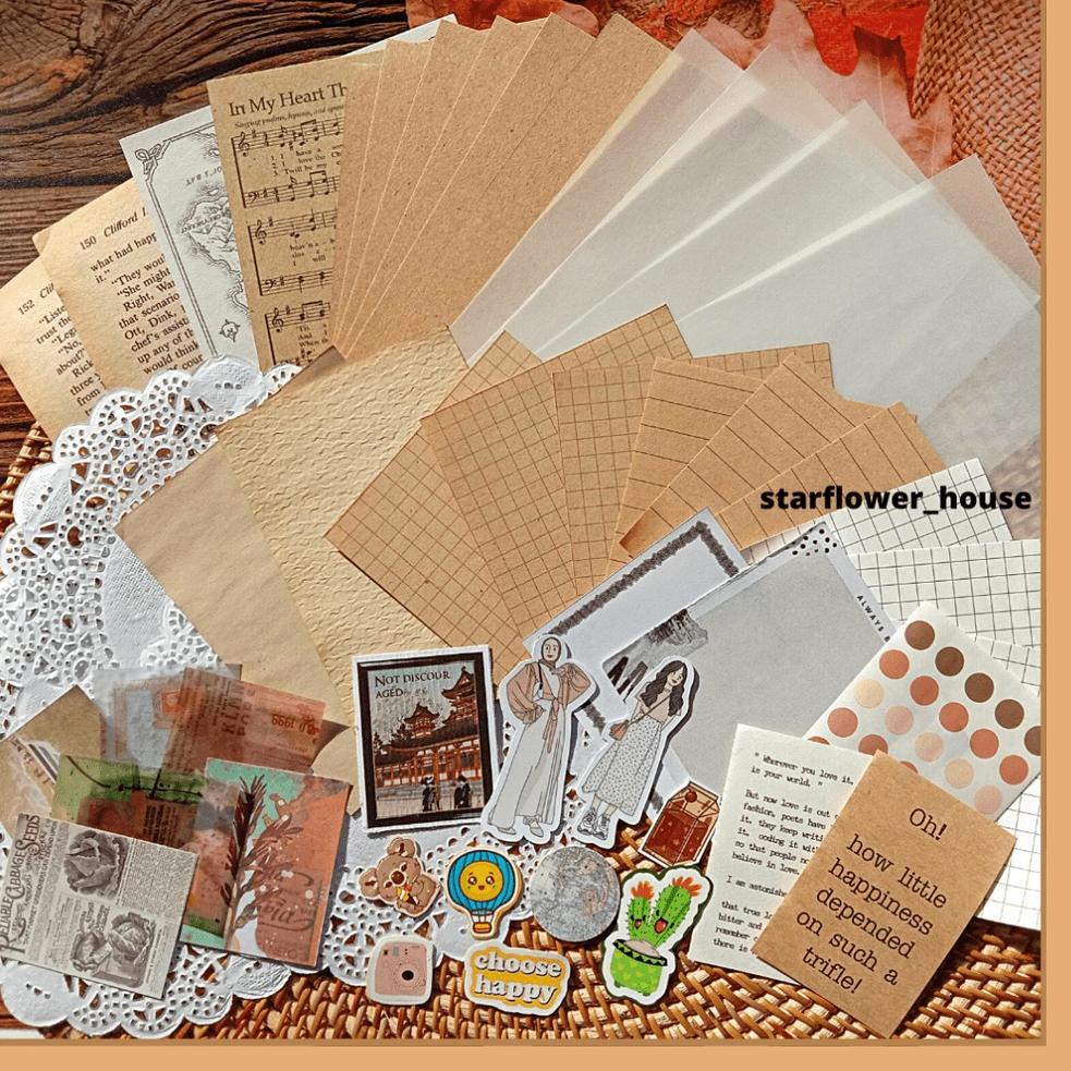 

(I9H6).. Journal kit Vintage DIY Scrapbook kit Journaling set murah bullet journal Bujo kit murah jurnal kit hiasan buku catatan buku diary aesthetic //Stock@baru