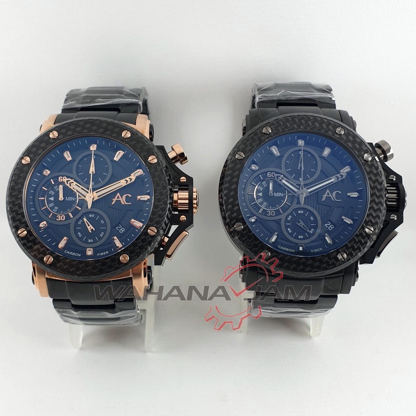 Alexandre Christie AC 9205 MC / Jam Tangan Pria AC9205 AC Collection Rantai Carbon Case Steel Hitam 