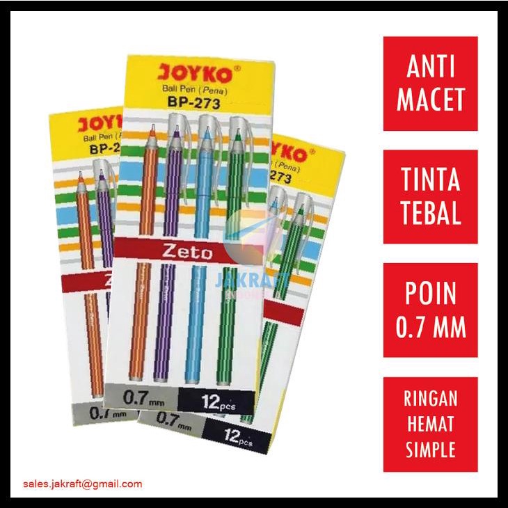 

Pulpen Bolpen Ballpoint Pen Joyko Bp-273 Zeto (Hitam) 0.7 Mm Murah Kode 1222
