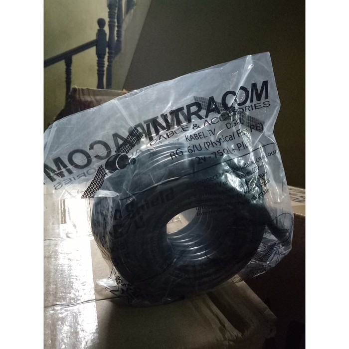 KABEL ANTENA INTRACOM + JACK TV PATEN 5C RG6 HITAM 15 METER