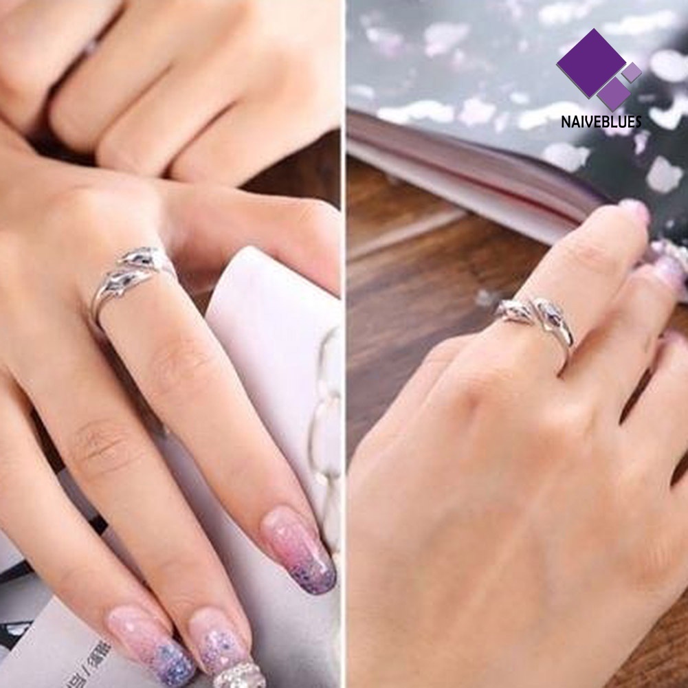 Cincin Jari Model Terbuka Lapis Silver Dapat Disesuaikan Untuk Wanita