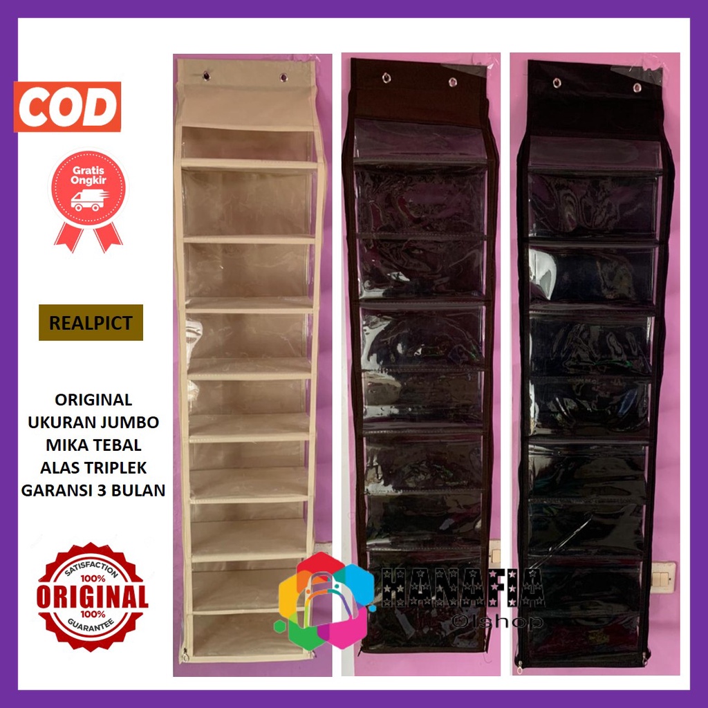 HANAFIA GARANSI 3BULAN [KUALITAS PREMIUM] RAK SEPATU POLOS GANTUNG JUMBO / WARNA / MURAH RESLETING / ALAS TRIPLEK