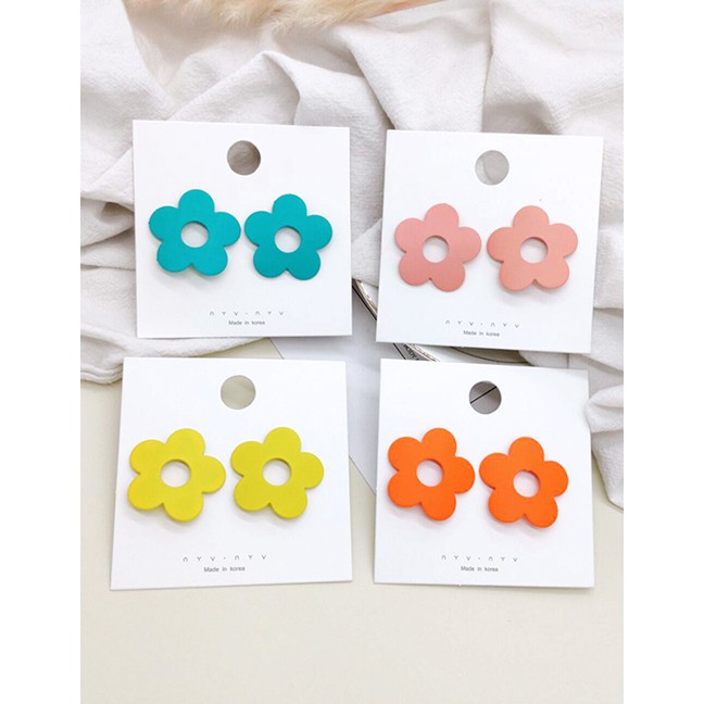 LRC Anting Tusuk Fashion Contrast Flower Earrings F6207X