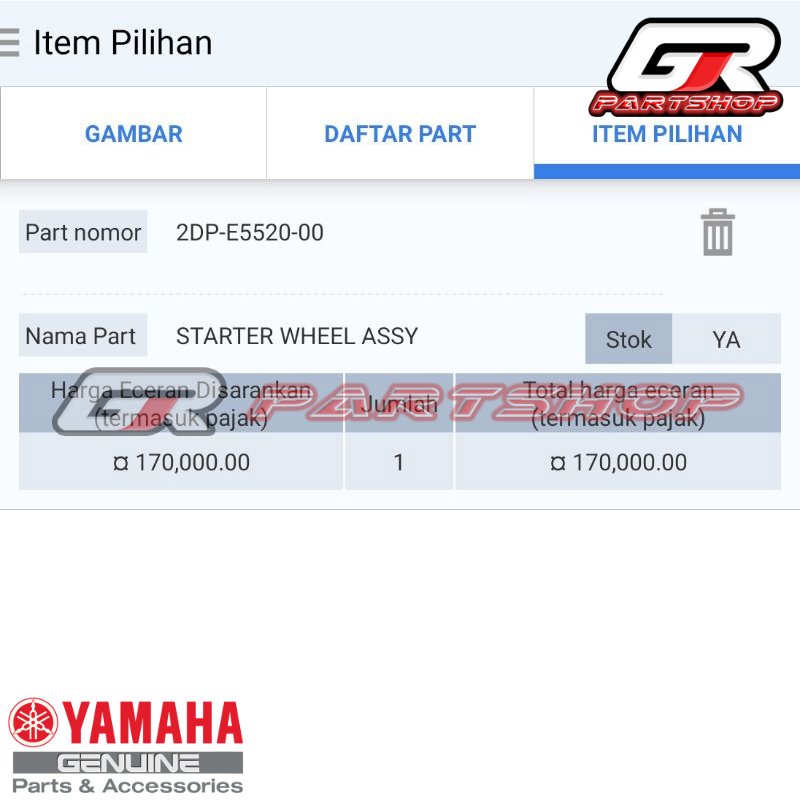 GIGI STARTER BESAR ASSY NMAX 2DP ORIGINAL YAMAHA GIR GEAR ORI YGP