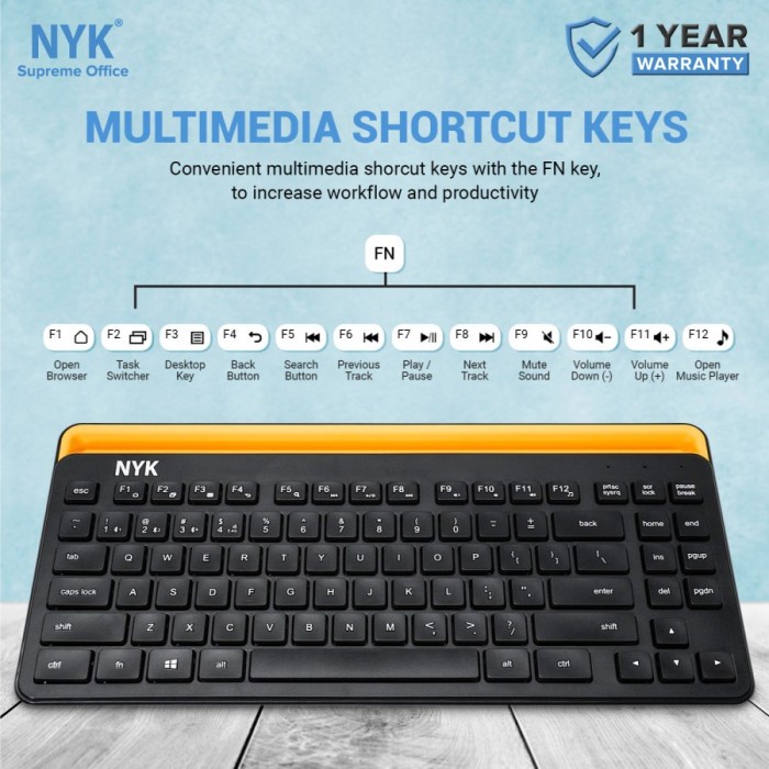 Keyboard Mini Wireless Bluetooth NYK K30 Multi Device