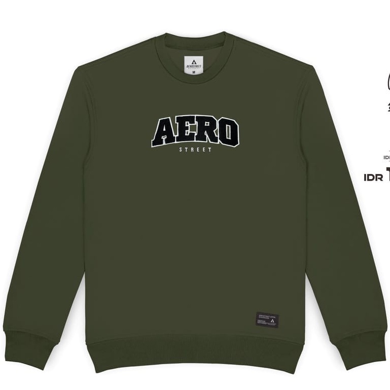 Aerostreet Crewneck Aero Basic Hijau Army Sweater Sweatshirt BAAAA- sweater aero street - crewneck a