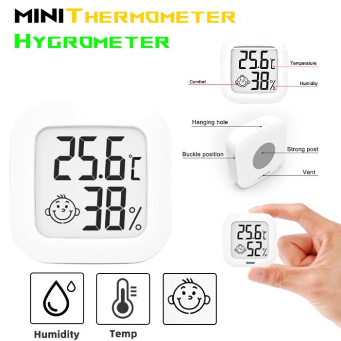 Thermometer Digital LCD Mini Hygrometer SMILEY Ukur Suhu Kelembapan